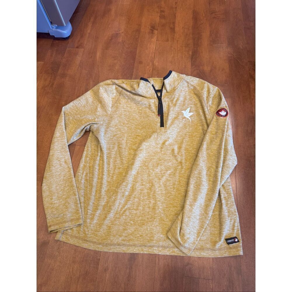 Canada Weather Gear 1/4 Zip Pullover Mens Large Yellow Athletic Lightweight Outd